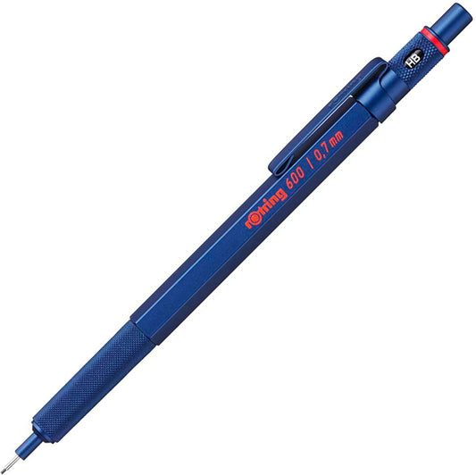 Rotring 600 Mechanical Pencil HB 0.7 mm Blue All-Metal Body Hexagonal Barrel