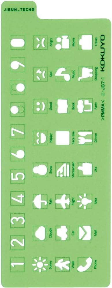 Kokuyo JIBUN_TECHO Goods, Template Stencil, Icon Version, Shared Size, Green, Japan Import (NI-JG7-1)