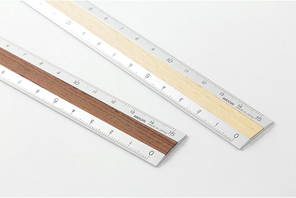 Midori Aluminium + Wood Ruler 15cm Light Brown (42257006)