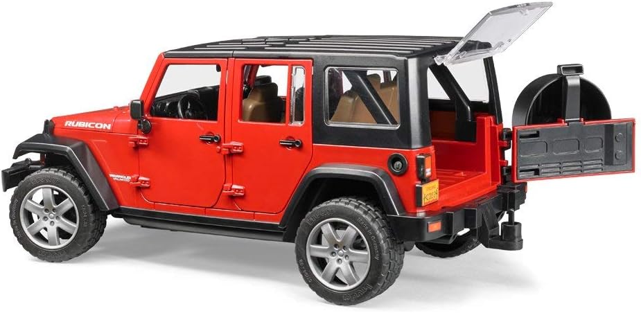 Bruder Toys - Recreational Realistic Jeep Wrangler Unlimited Rubicon with Openable Doors and Removeable Rear Seat (Color May Vary) - Ages 3+