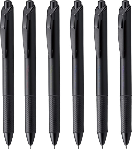 Pentel BLN75A-6 Energel Gel Ink Ballpoint Pen, Black Colors, 0.5mm, 6 Colors