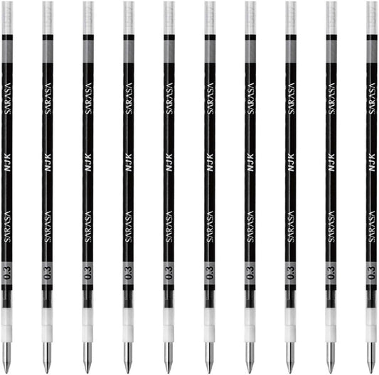 ZEBRA Ballpoint Pen Refill, Sarasa, NJK-0.3 Lead, Black, 10 Pens BRNJK3BK