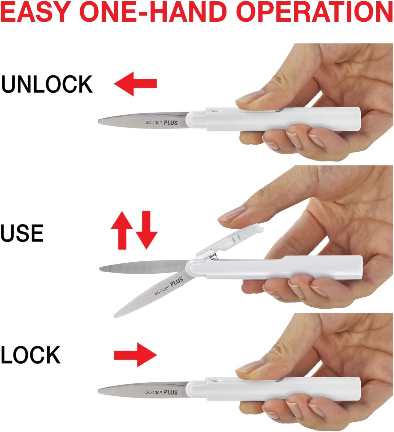 Plus Pen Style Compact Twiggy Scissors with Cover, White (34609)