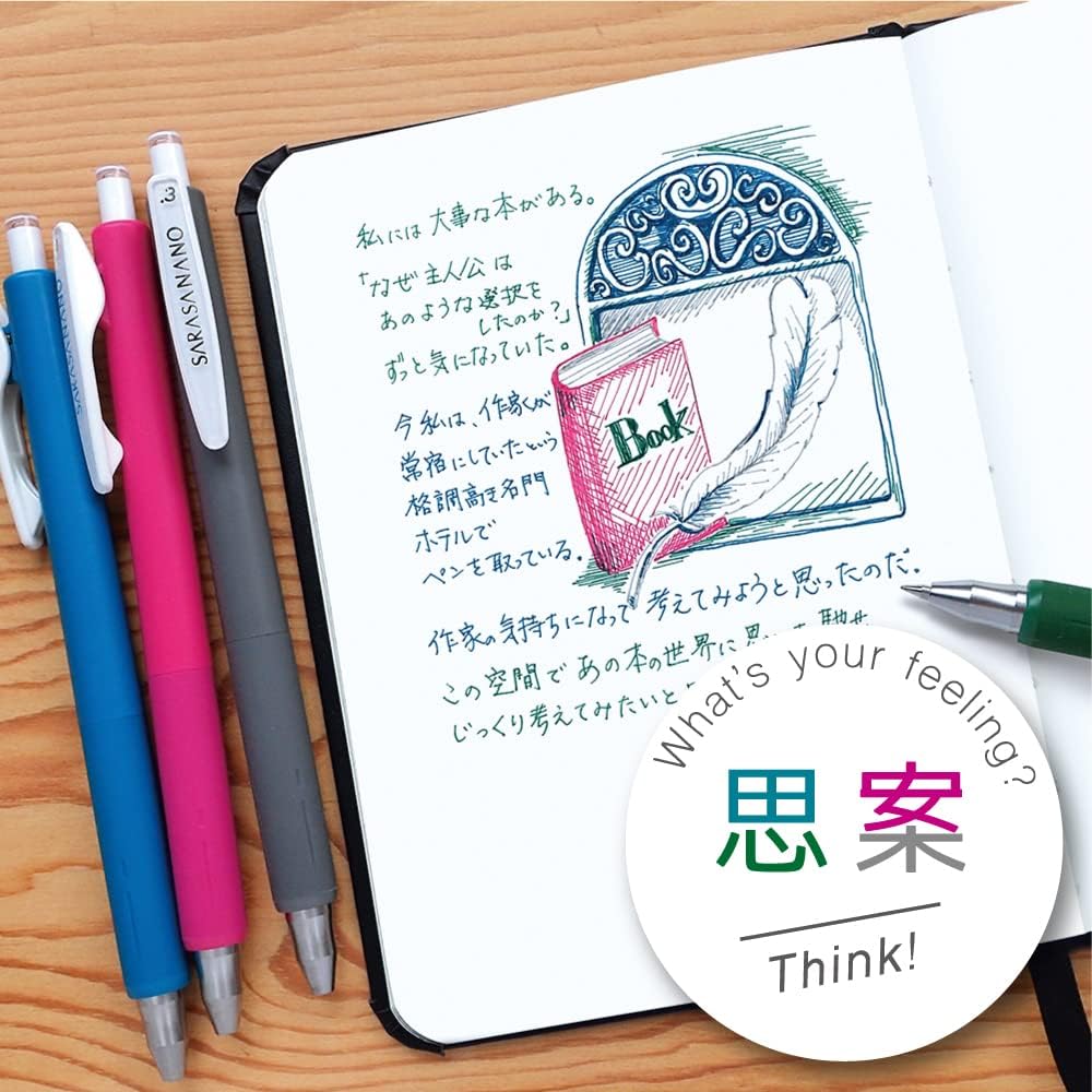 ZEBRA JJH72-4C-SI Gel Ballpoint Pen, Sarasa Nano 0.3mm, Set of 4 Colors, Idea