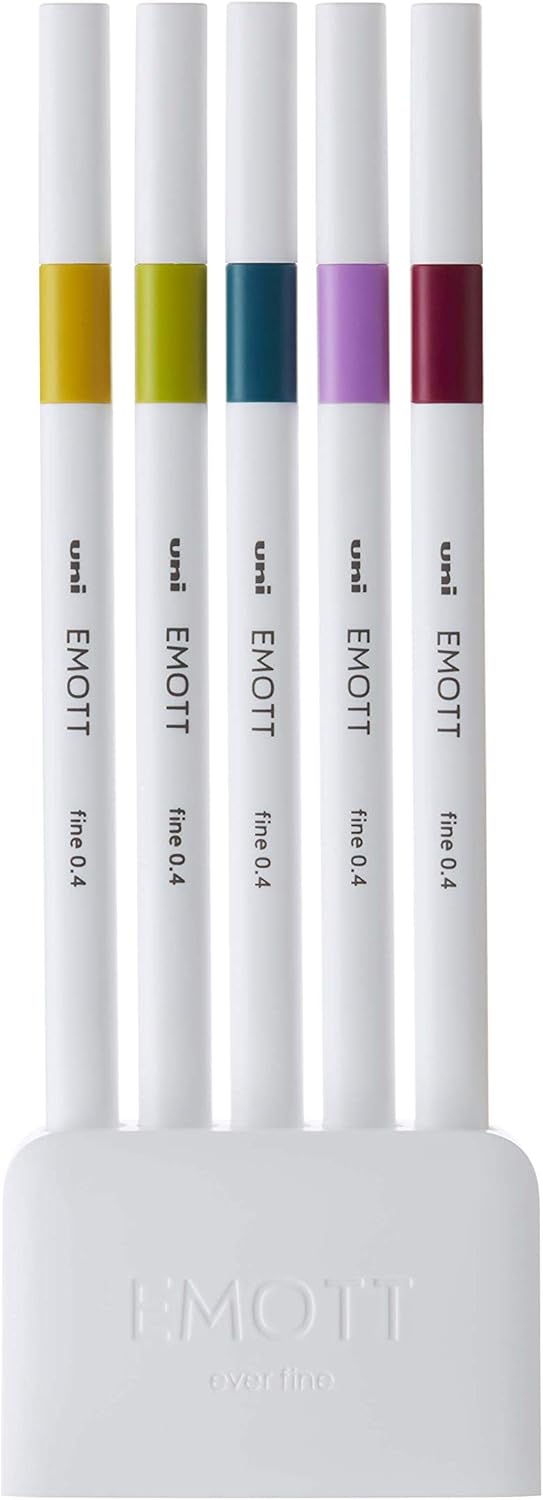 Mitsubishi Pencil EMOTT PEMSY5C.NO8 Water-Based Pen, 5 Colors, No.8