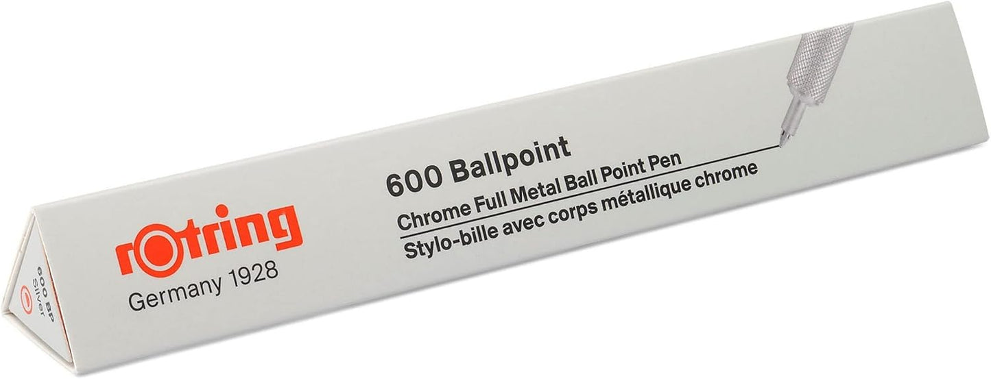 rOtring 600 Ballpoint Pen, Medium Point, Black Ink, Silver Barrel, Refillable