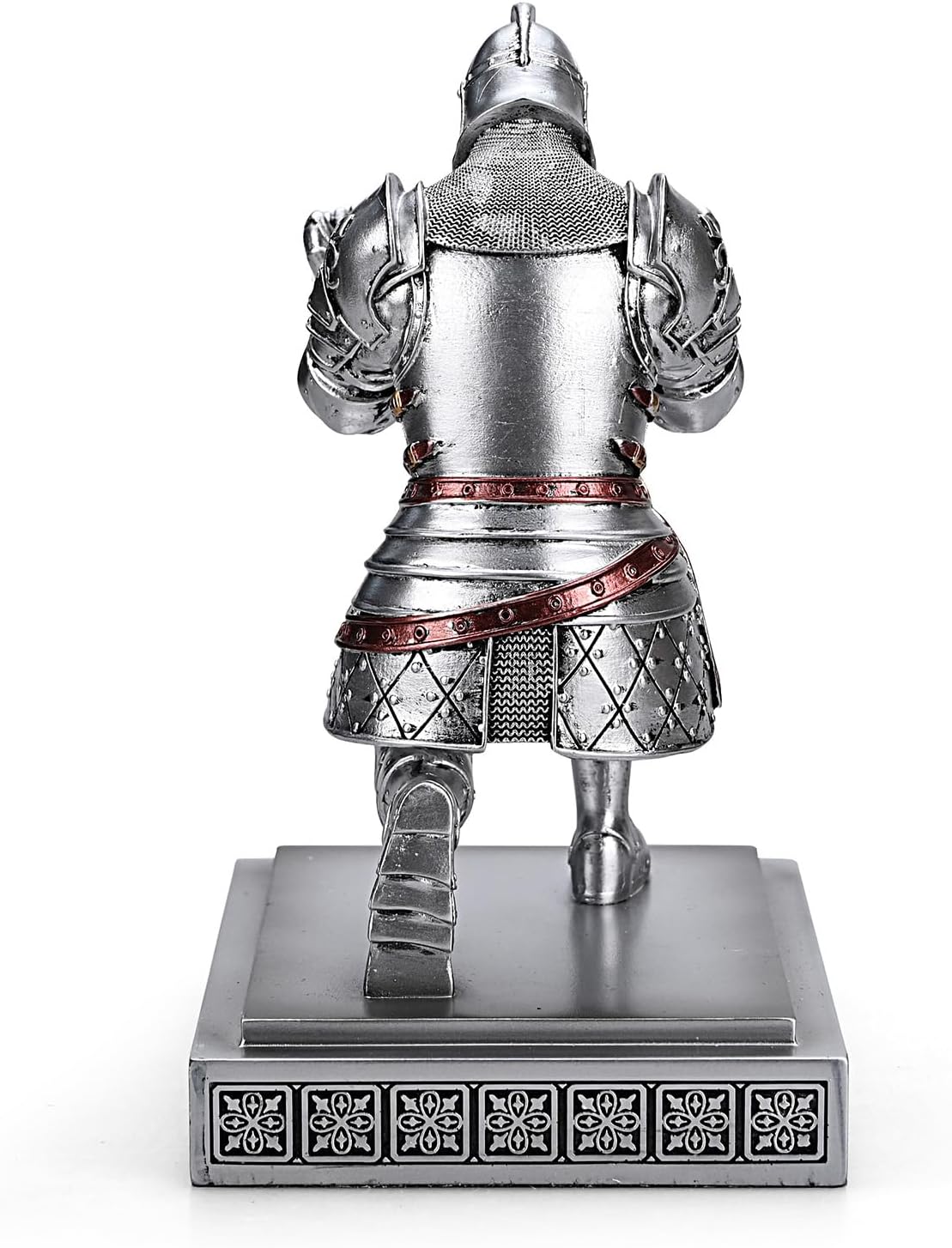 HDMbigmi King's Guard Knight Pen Holder Pen Stand Desk Organizers and Accessories Resin Pencil Holder as Gift with a Metal Sword Letter Opener for Office and Home (Silver)