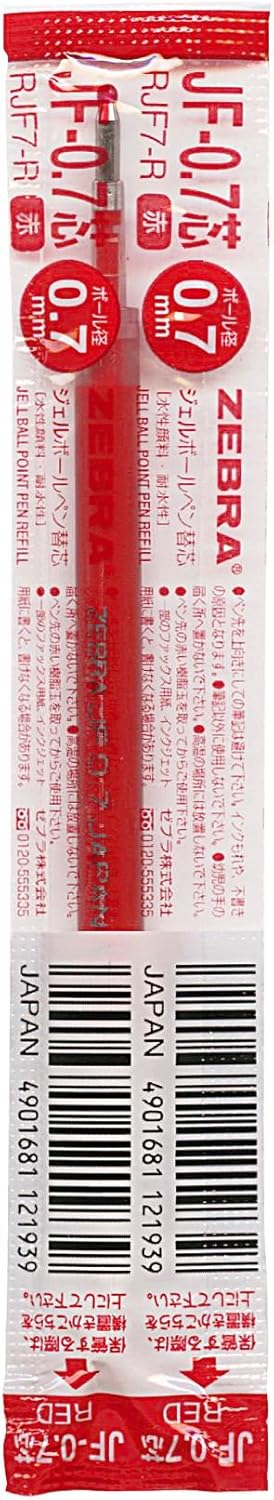 ZEBRA JF-0.7 Gel Ink Pen Refill - 0.7 mm - Red