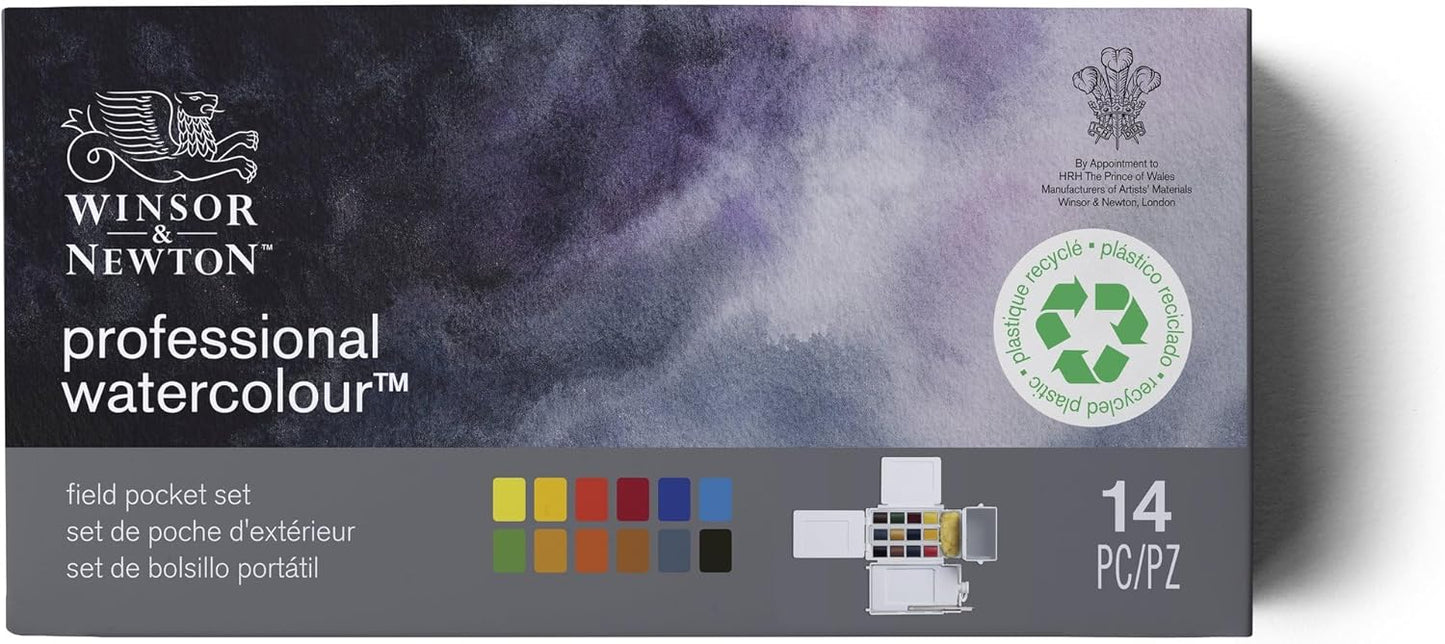 Winsor & Newton Professional Watercolor Paint Set, Compact Set, 12 Half Pan and Accessories