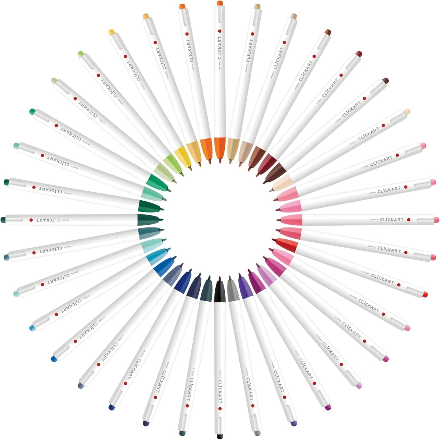 ZEBRA WYSS22-36C-N Clickart Water-Based Markers, 36 Colors, Case Included