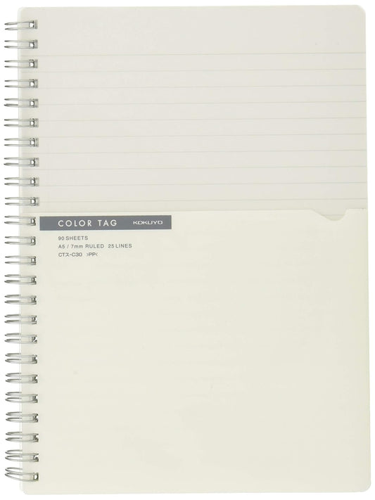 Kokuyo CTS-C30T Ring Notebook, Color Tag, Bi-COLOR A5, Transparent,