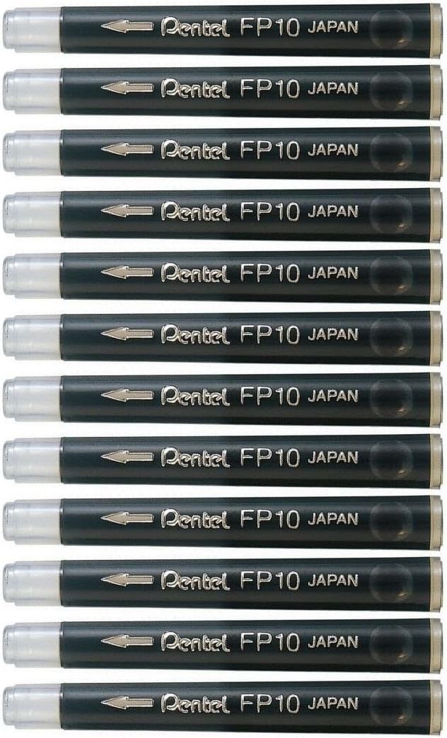 Pentel Pocket Fude Brush Pen Refills (FP10-A), Black Ink, ?� 3 Pack/total 12 Refills (Japan Import)