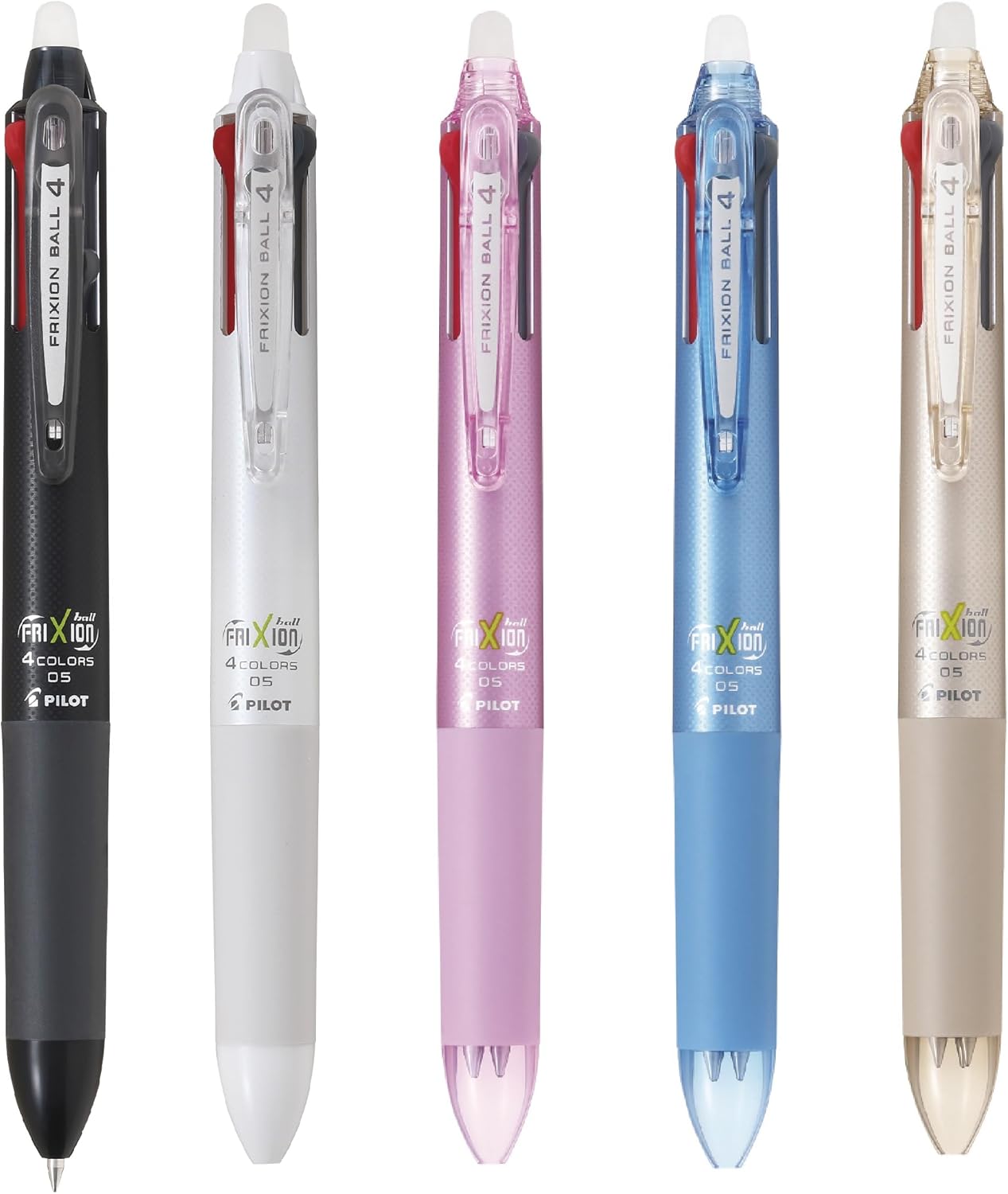 PILOT P-LKFB-80EF-B Erasable 4 Color Ballpoint Pen, Frixion Ball 4, 0.5, Black