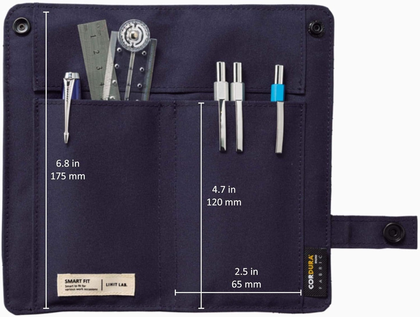 LIHITLAB Slim Pen Case, 7.5 x 4.3, Navy (A7585-11)