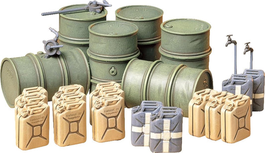Tamiya Models German Fuel Drum Set 1/35 scale plastic diorama accessory for military models