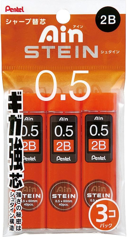 Pentel Ain Stein Mechanical Pencil Lead, 0.5mm 2B, 40 Leads x 3 Pack (XC2752B-3P)