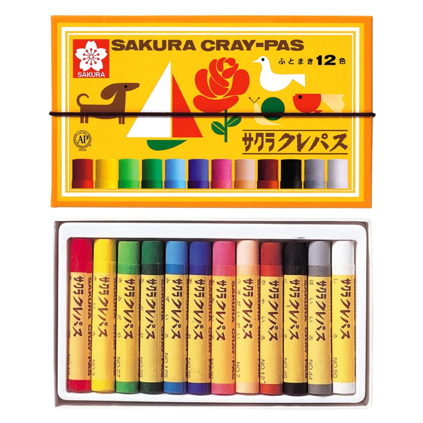 Sakura Color pastel crayon 12 colors with rubber string LP12R (japan import)