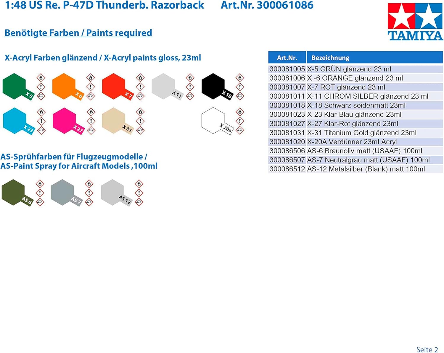 Tamiya 1/48 Republic P-47D Thunderbolt Razorback WWII Fighter Aircraft Model Kit