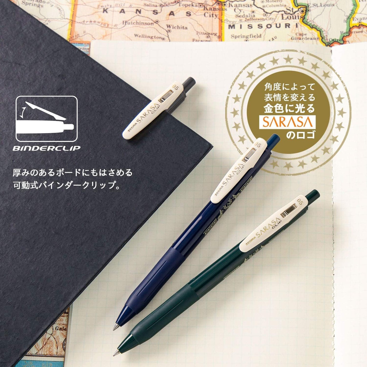ZEBRA JJ15-3C-VI-B Sarasa Clip, Vintage Color, 0.02 inches (0.5 mm), Darana Horse Pattern, Set of 3