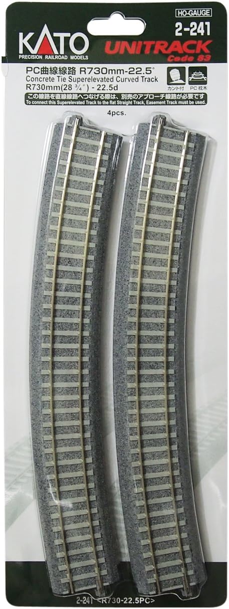 Kato USA Inc. HO 730mm 28-3/4 22.5 Degree Track Curve 4 KAT2241 HO Track