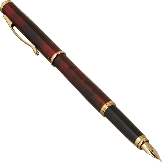 PILOT Cavalier Fine Nib Fountain Pen, Marble Black/Red Body (FCA-5SR-BR-F)