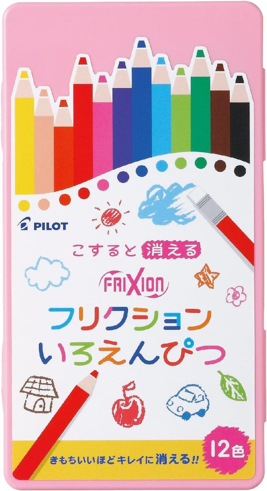 PILOT Frixion Eraseable Colored Pencil 12 Colors with Exclusive Pen Case (PF-1S-12CP)