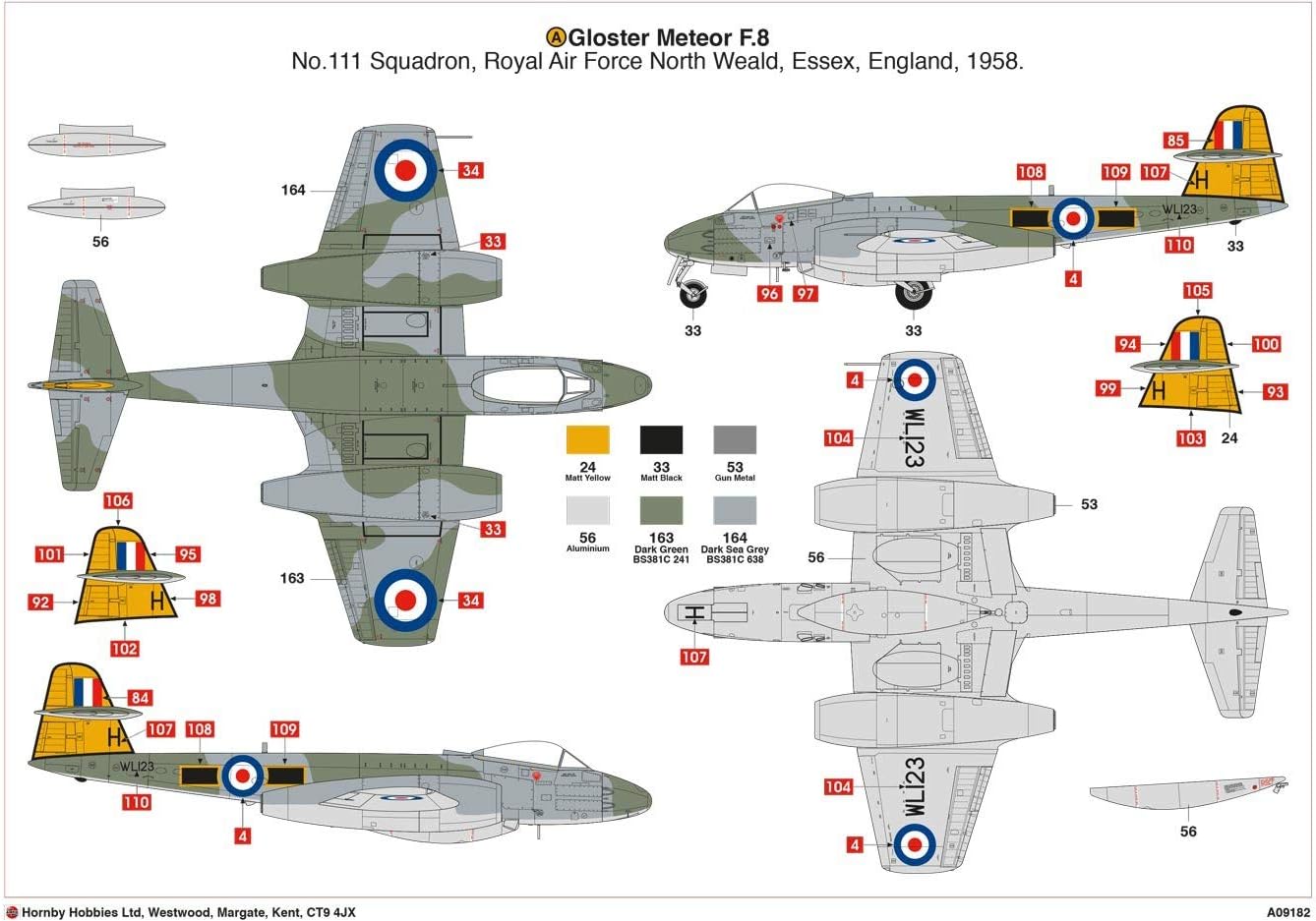 Airfix Gloster Meteor F8 1:48 Military Aviation Plastic Model Kit A09182