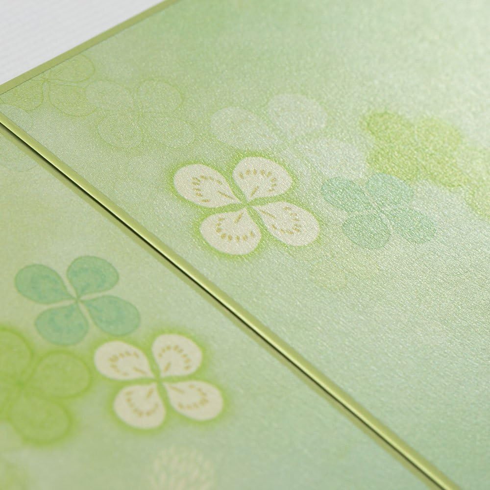 Midori 33145006 Shikishi Color Shikishi, Double Opening, Ribbon, Clover Pattern