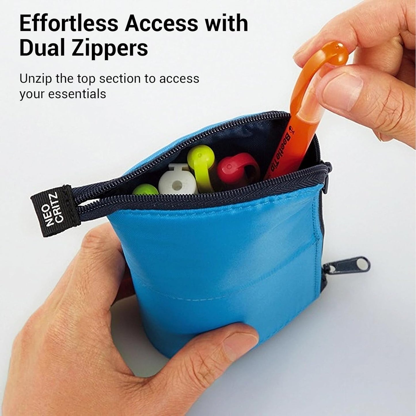 KOKUYO Pencil Case Pouch, Neo Critz Standing Pen Pouch Bag, Foldable Stand up Pencil Holder Organizer, Small Portable Pencil Box for School Office Supplies, Pink x Brown, Regular Size (F-VBF180-4)