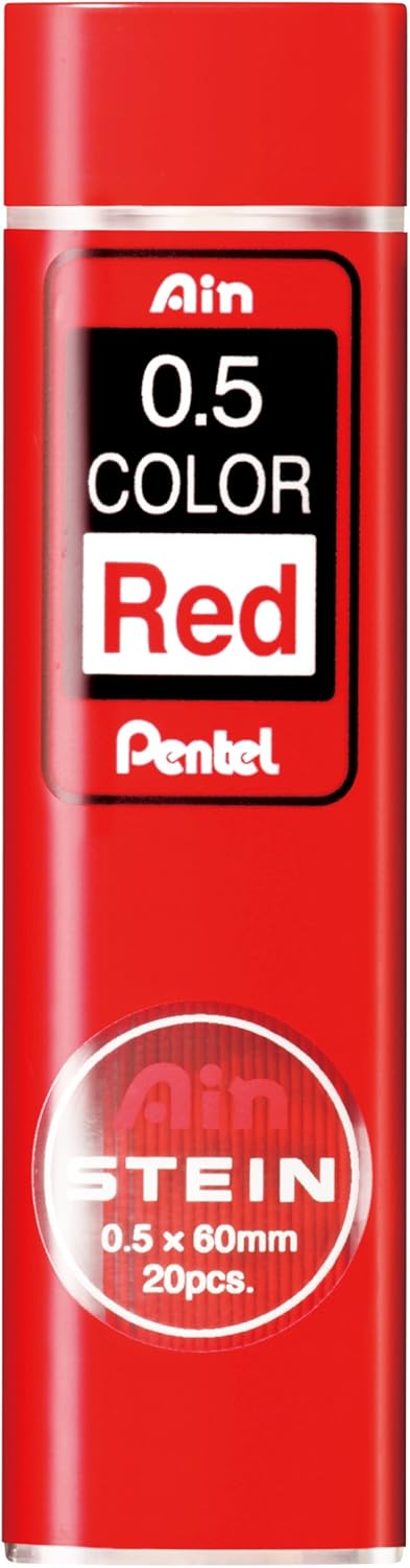 Pentel Mechanical Pencil Refill, Stein 0.5, Red Lead, C275-RD, 10 Count