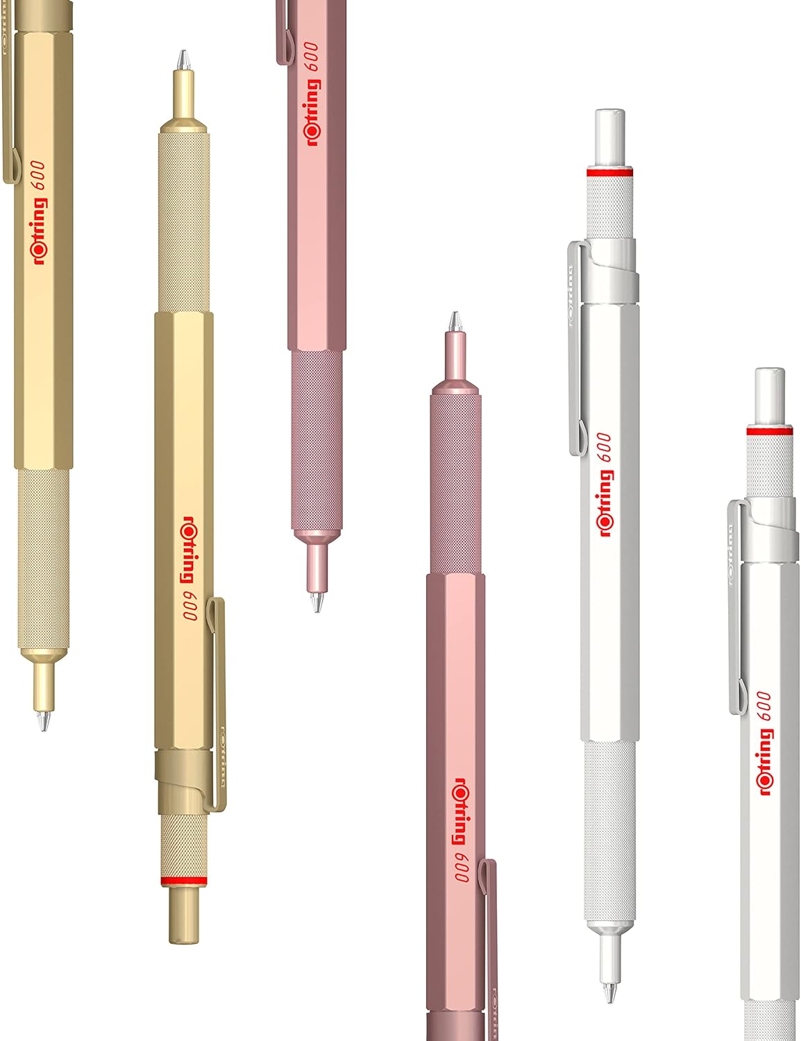Rotring 600 Metallic Ballpoint Pen Medium Point Black Ink Rose Gold Barrel Refillable 1 Count