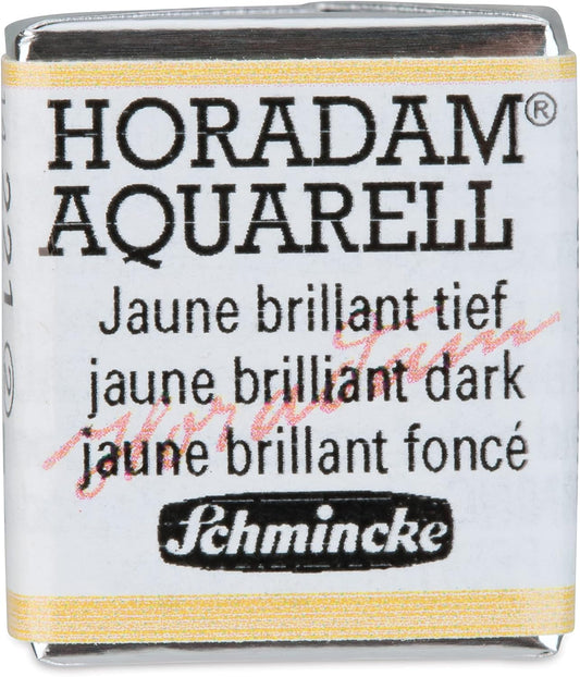 Schmincke - HORADAM AQUARELL - Finest Artists' Watercolors, 210 Jaune Brillant Dark, 14 210 044, 1/2 pan