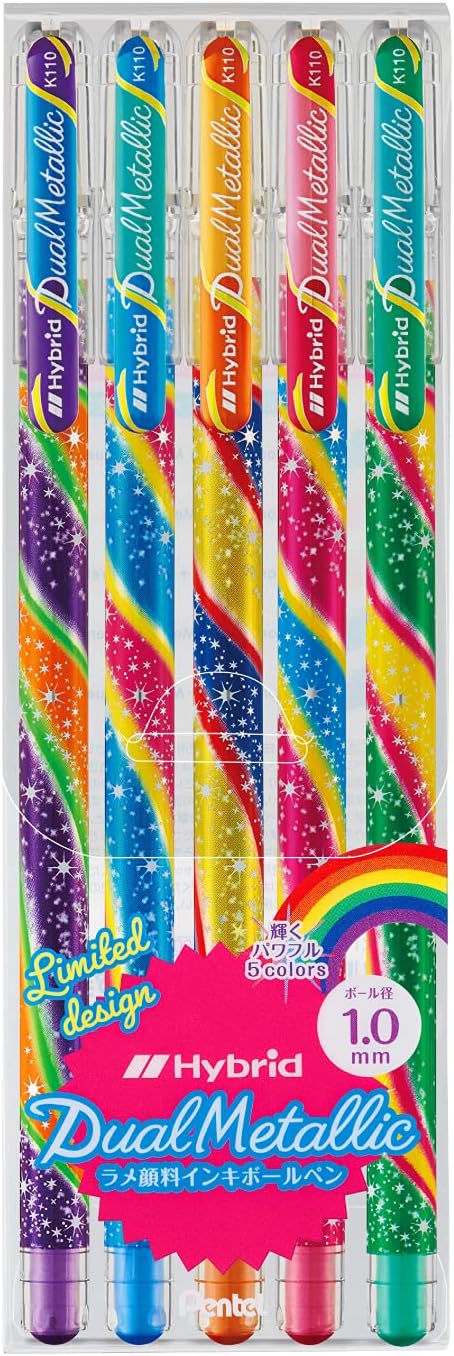 Pentel K110WR-5STA Hybrid Dual Metallic Brilliant Powerful 5 Colors Ballpoint Pen