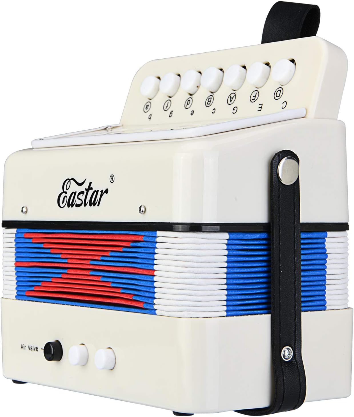 Eastar Kids Accordion Toy Accordian Mini Musical Instruments 10 Keys Button for Child Children Kids Toddlers Beginners (White)