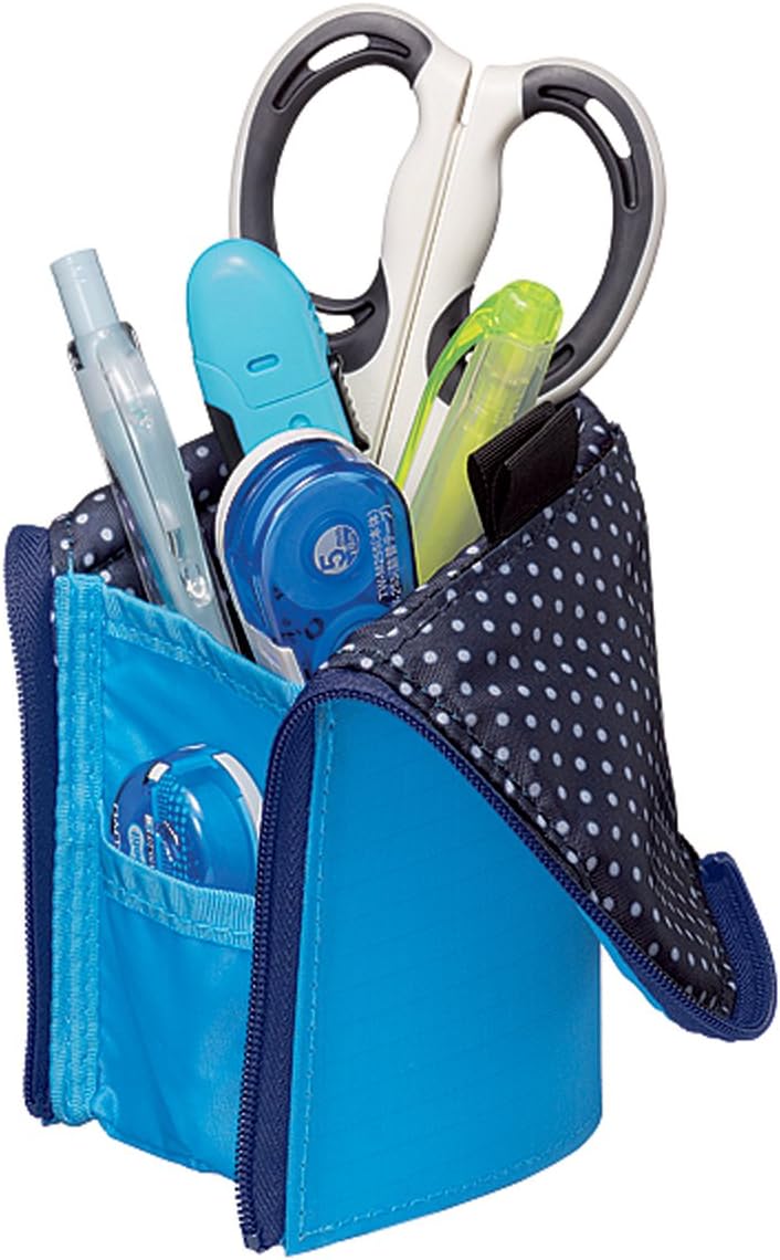 Kokuyo NeoCritz Transformer Pencil Case - Blue / Navy Dot