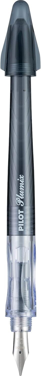 PILOT Plumix Refillable Fountain Pen, Black Barrel, Medium Nib, Blue Ink (90040)
