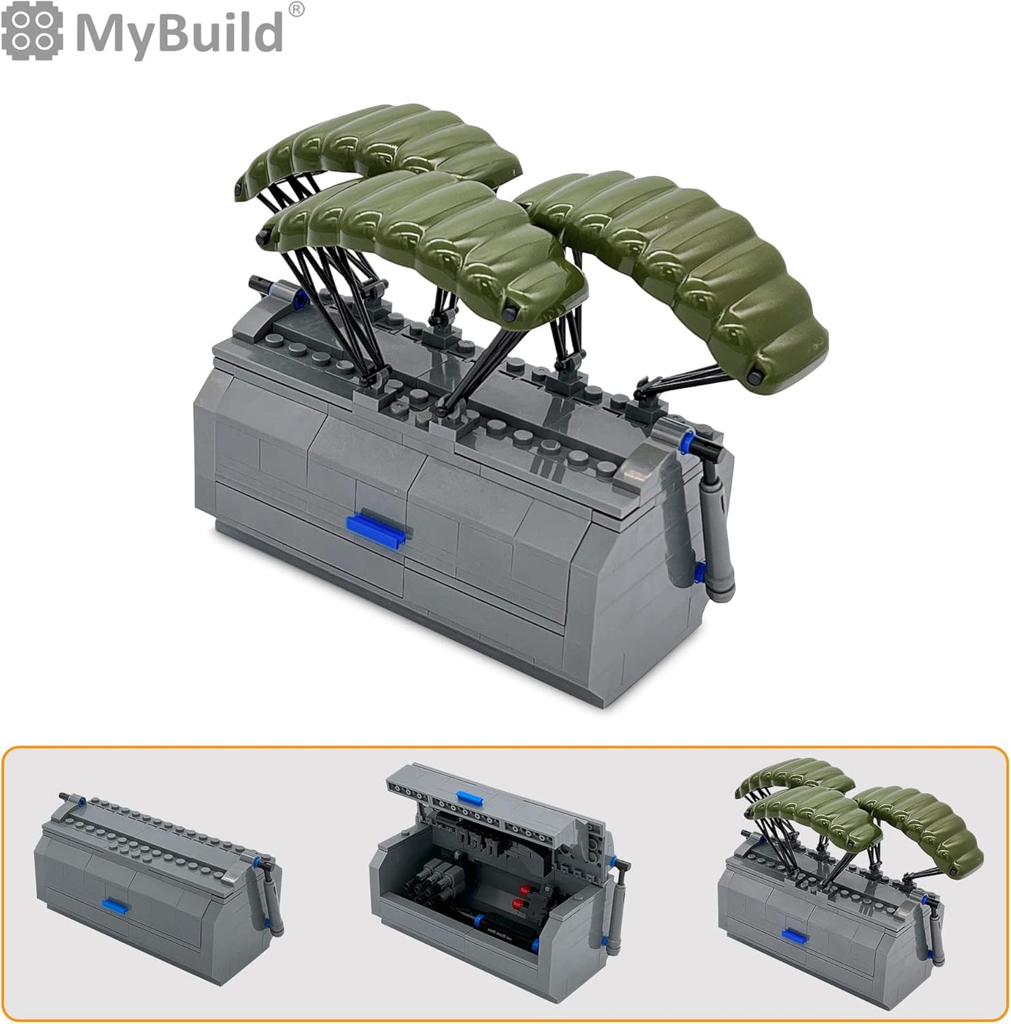 MyBuild Mecha Frame Armed Forces 7003 - Stryker Mech Light Gray with Commander Weapon Box, Military Themed Building Bricks for Mech Fans, Ages 14 and Up