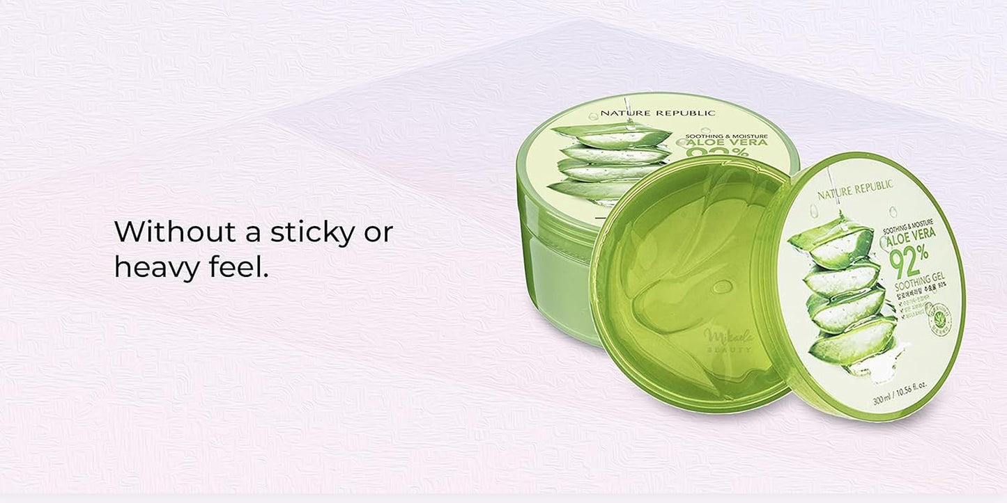 Nature Republic New Soothing & Moisture Aloe Vera 92% Gel, 10.56 Fl Oz