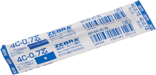 ZEBRA Oil-Based Ballpoint Pen Refill for Sharbo X, Minna, SL-F1, Fortia500, Workdash Blue Ink, 0.7mm Point (BR-8A-4C-BL)