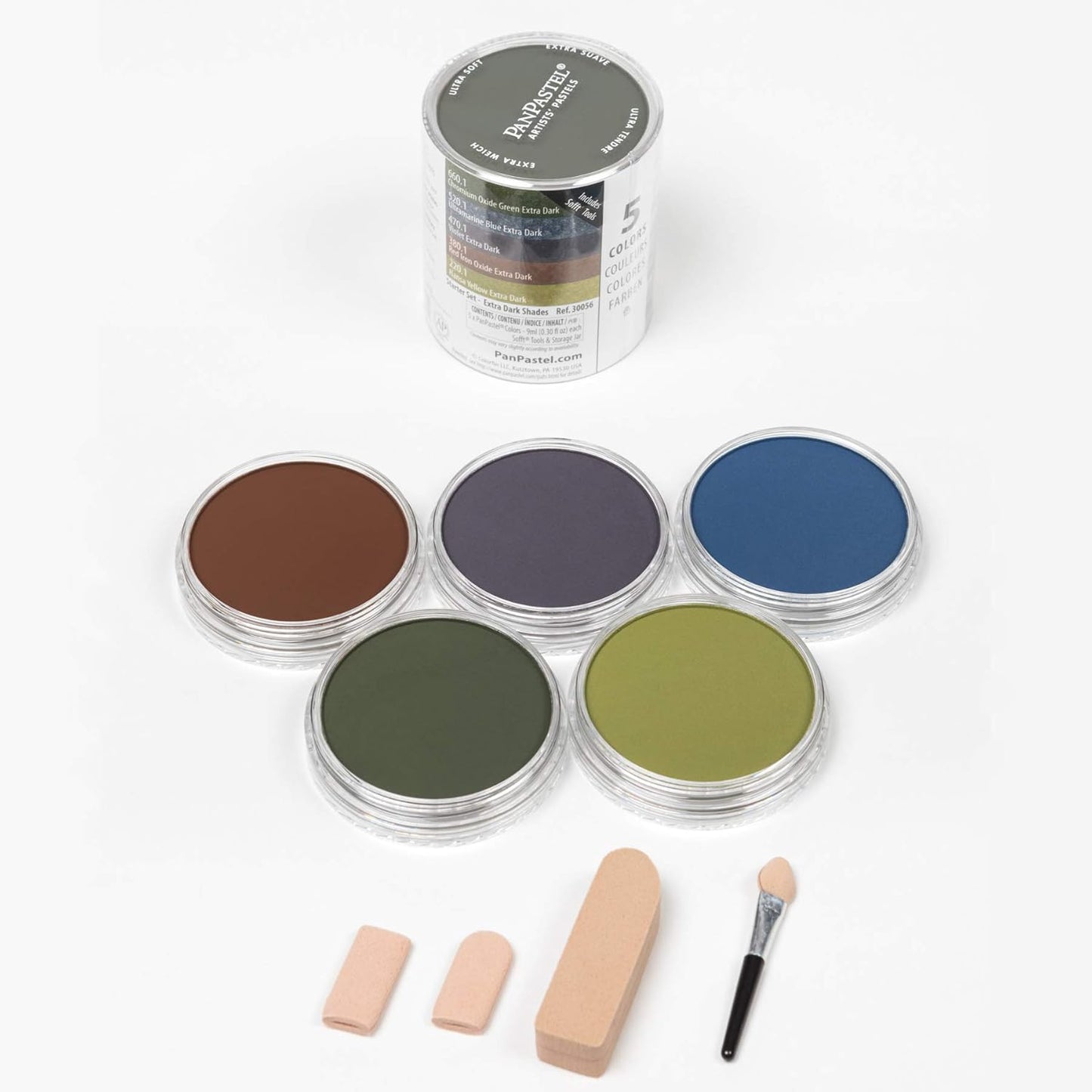 PanPastel Artist Pastels by GOLDEN, Extra Dark Shades Set, 5 Color, Professional Artist Pastels, Unique Pan Format (cake-like)
