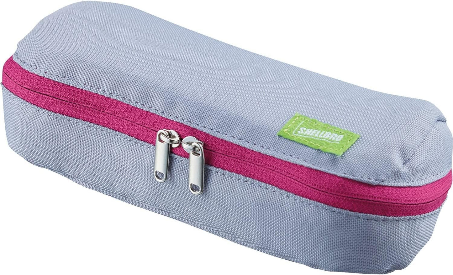 Kokuyo Shellbro Pen Case, Shell-shaped structure, Big Capacity Pencil Case, Large Pencil Pouch, Stationery Pen Bag, Gray x Pink, Japan Import (F-VBF190-3)