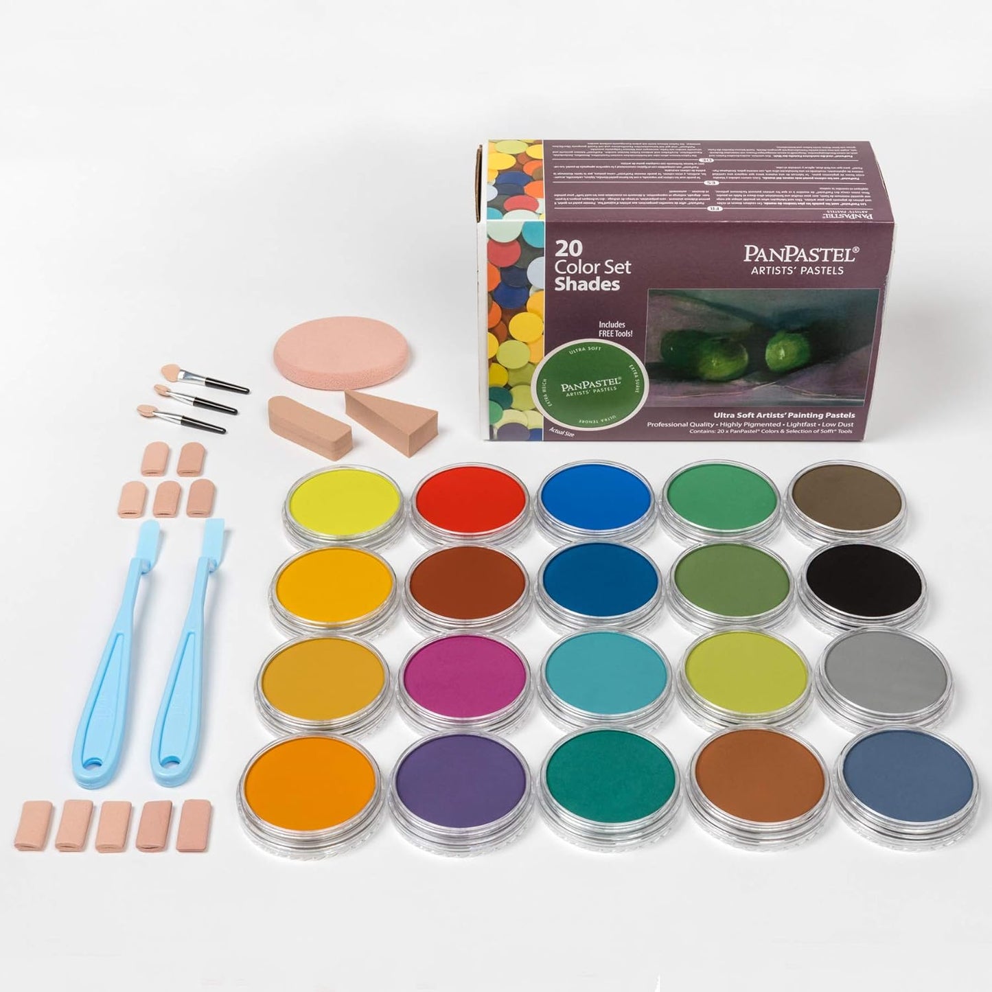 PanPastel Artist Pastels by GOLDEN, Shades Set, 20 Color, Professional Artist Pastels, Unique Pan Format (cake-like)