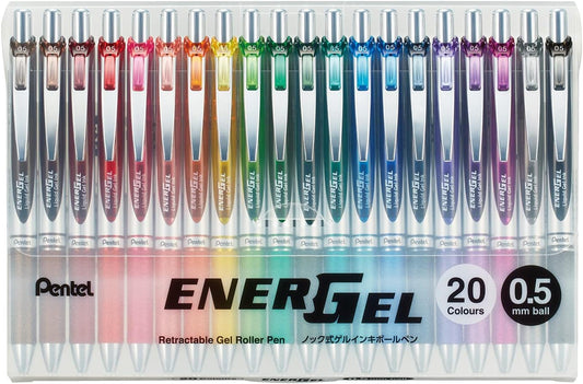 Pentel BLN75Z-20 Gel Ink Ballpoint Pen, EnerGel 0.5mm, Limited Edition 20 Colors