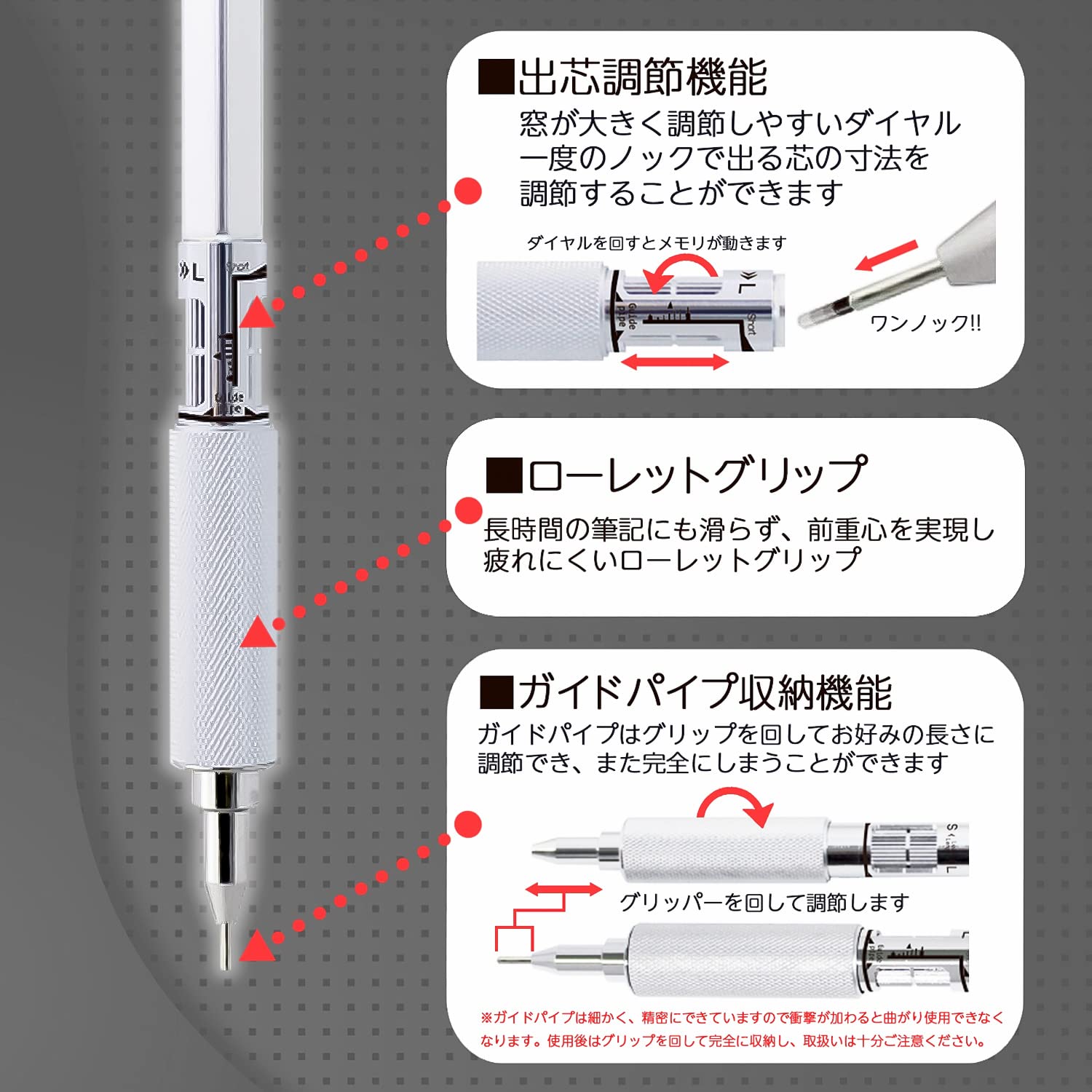 OHTO Auto Mechanical Pencil 0.5mm – MS01-SP5-SV, Silver