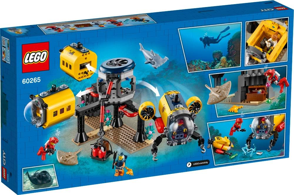 LEGO 60265 City Oceans Exploration Base Deep Sea Underwater Set, Diving Adventures Toys for Kids