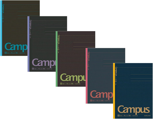 Kokuyo Campus Todai Series Pre-Dotted Notebook, Semi B5 Pre-Dotted-Line 30 Sheets - 60 Pages, Pack of 5 Limited Dark Colors 5 Notebooks (6mm)
