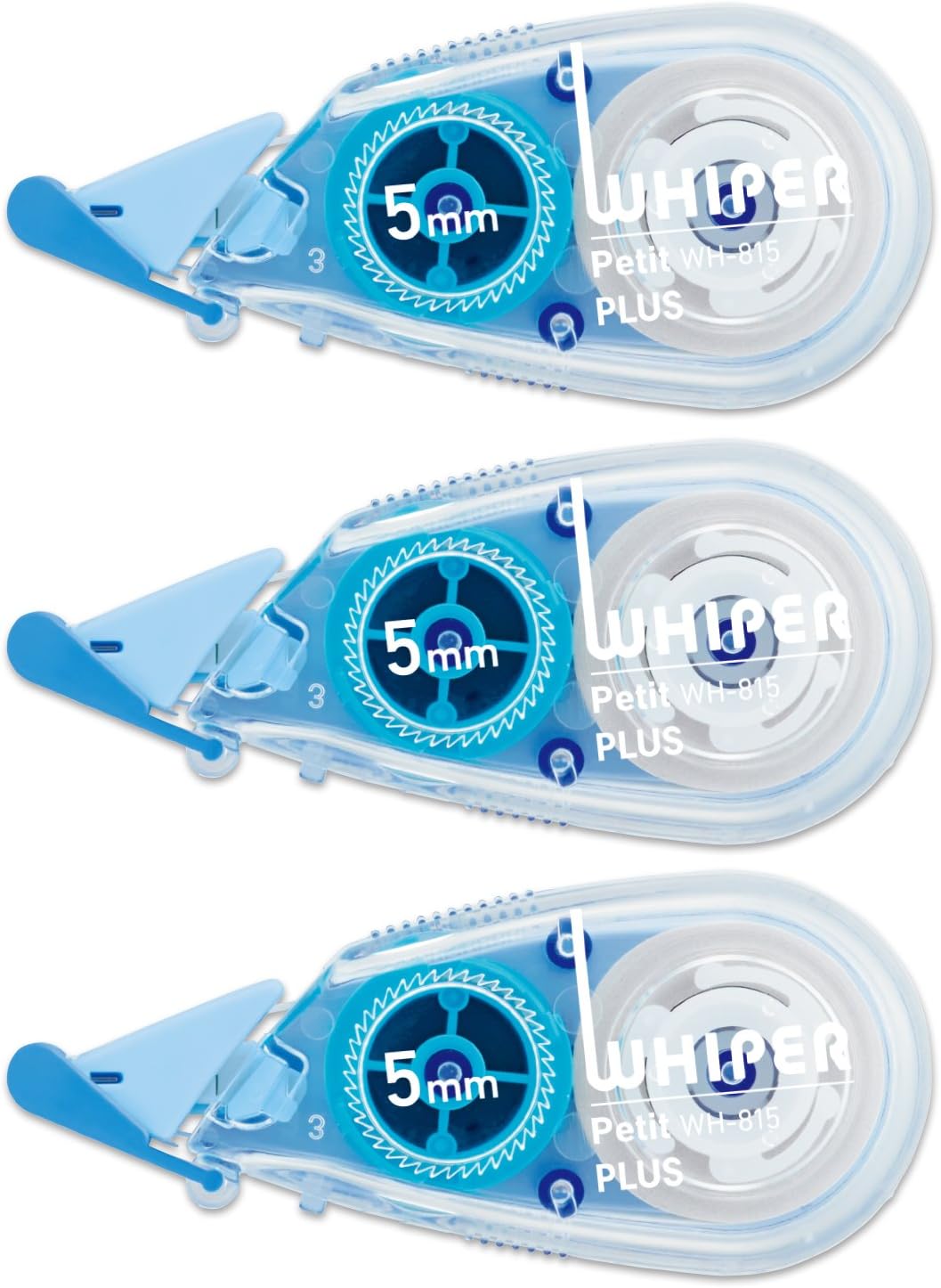 Plus WH-815-3P Correction Tape, White Petite, 0.2 inches (5 mm), Blue, Pack of 3 49-245