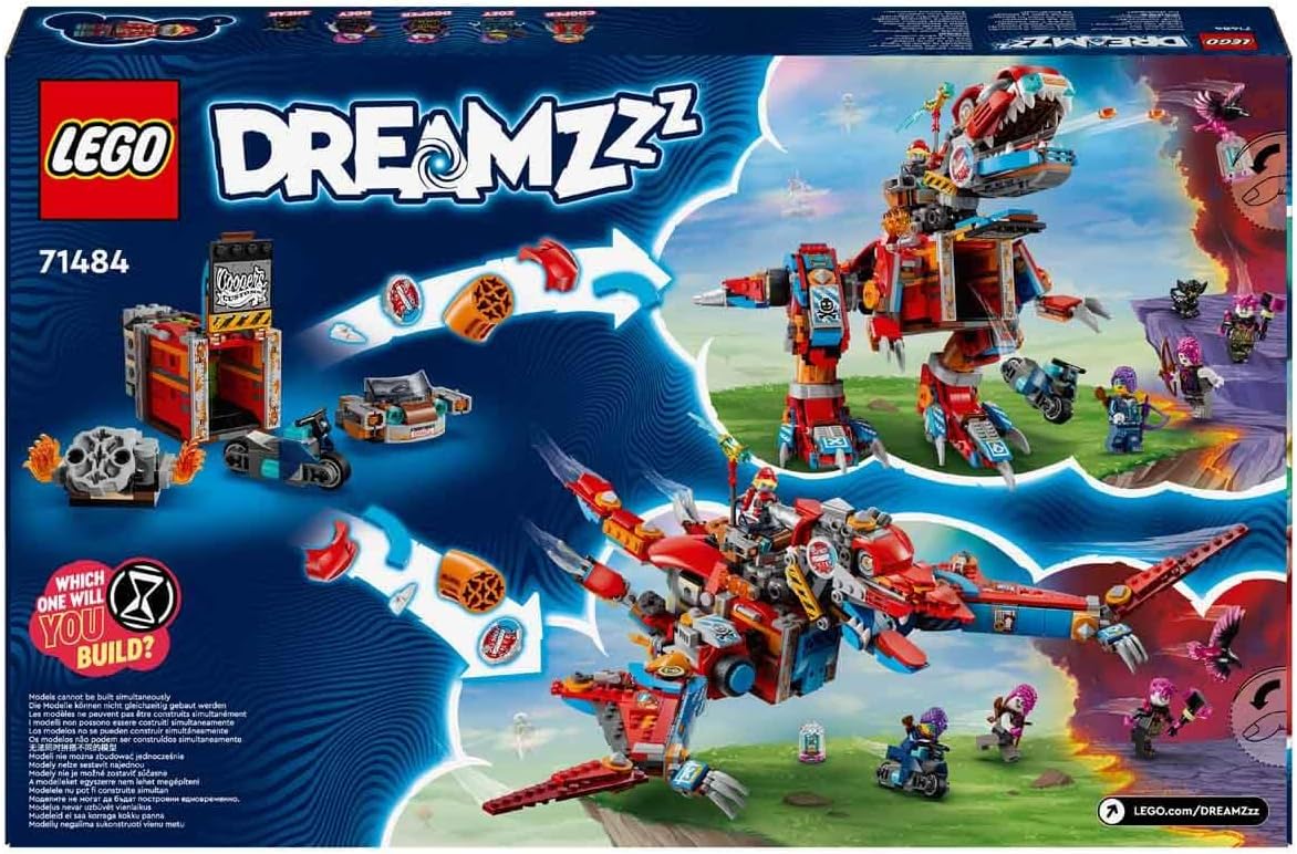 LEGO DREAMZzz Dinosaur Robot C-Rex Cooper Pterodactyl Rebuildable Toy, Articulated T. Rex Figure and 4 Minifigures, Gift for Boys and Girls Ages 9 and Up 71484