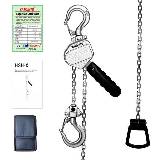 YATOINTO 1/2Ton 1100lb Mini Chain Hoist 10Ft Light Lever Chain Block Aluminum Alloy Chain Hoist Alloy Steel G80 Chain Mini-Puller Hoist with Safety Hook