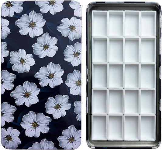 FCLUB Empty Watercolor Palette, 20 Wells with Magnetic Strips and Lightweight, Metal Watercolor Palette, Paint Holder, Paint Palette, Paint Tray Palettes, Painting Palette